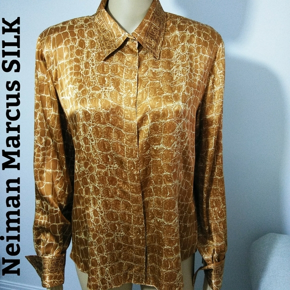 Neiman Marcus Tops - Neiman Marcus SILK Versace style Blouse Sz 12
